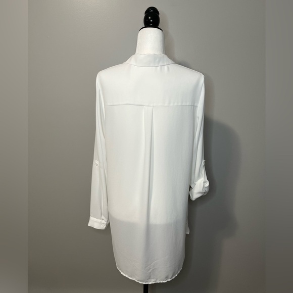 Pleione Hi-Lo Long Sleeve Collared Tunic Blouse - Picture 9 of 11